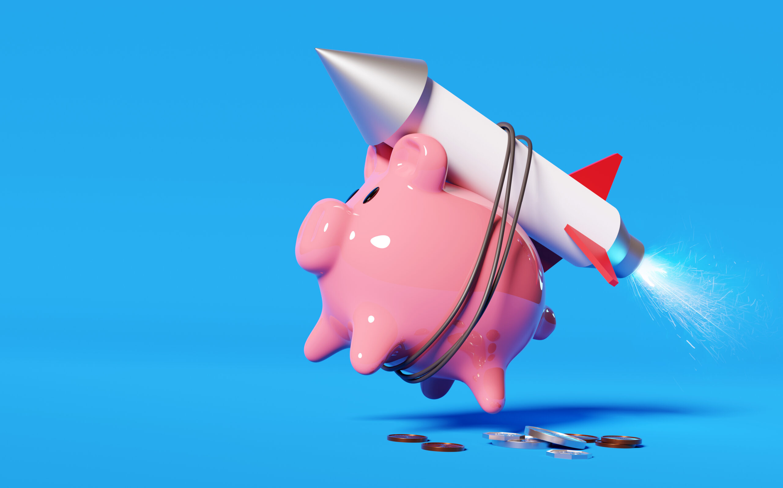 Piggy Bank With A Rocket Strapped To Its Back